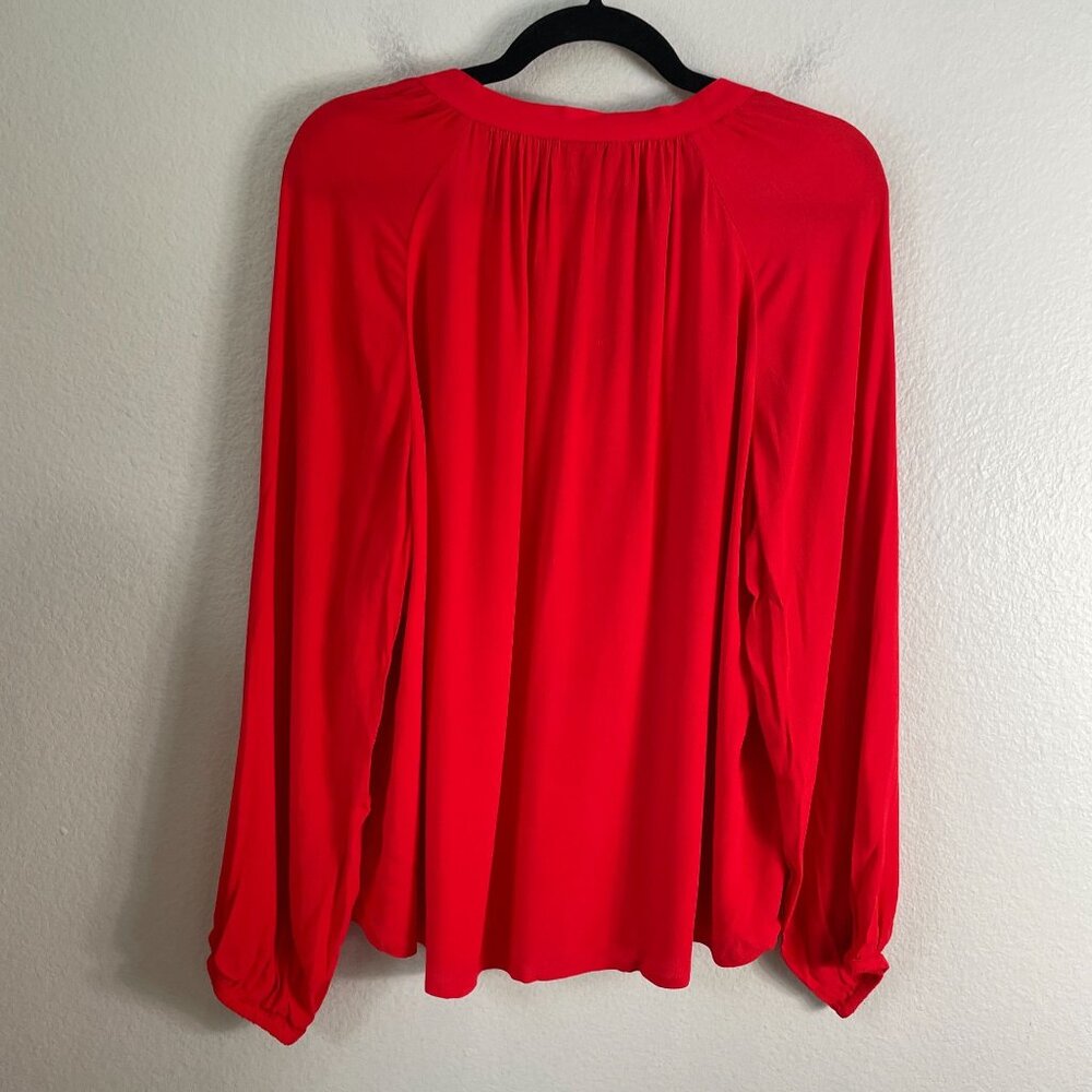 NEW J Crew Womens Large Red Blouse Viscose Long‎ Sleeve Shirt Top - Picture 9 of 9